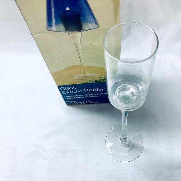 Mainstays Stemmed Glass Candle Holder, missing top - Picture 2 of 2